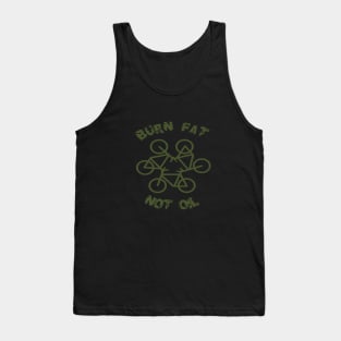 Burn Fat Not Oil Recycle Code Parody Green Graphic Tank Top